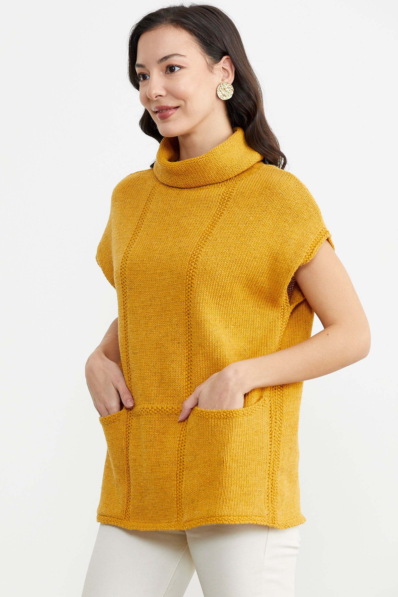 Tam Balıkçı Kısa Kol Triko Kazak - Güneş (3) Sementa