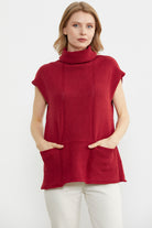 Tam Balıkçı Kısa Kol Triko Kazak - Kırmızı (1) Sementa