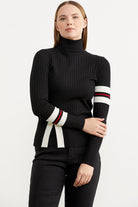 Tam Balıkçı Renk Detaylı Triko Kazak - Siyah (1) Sementa