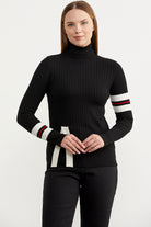 Tam Balıkçı Renk Detaylı Triko Kazak - Siyah (3) Sementa