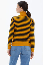 Tam Balıkçı Yaka Çizgili Triko Kazak - Güneş (3) Sementa