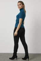 Tam Balıkçı Yaka Kısa Kollu Triko Kazak - Turkuaz (4) Sementa