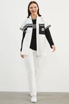 Taş Detaylı Geniş Kalıp Üçlü Eşofman Takım - Ekru (6) Sementa