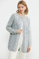 Tek Düğme Uzun Triko Hırka - Açık Gri (3) Sementa