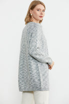 Tek Düğme Uzun Triko Hırka - Açık Gri (4) Sementa