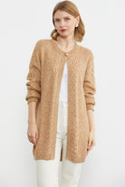 Tek Düğme Uzun Triko Hırka - Kamel (3) Sementa