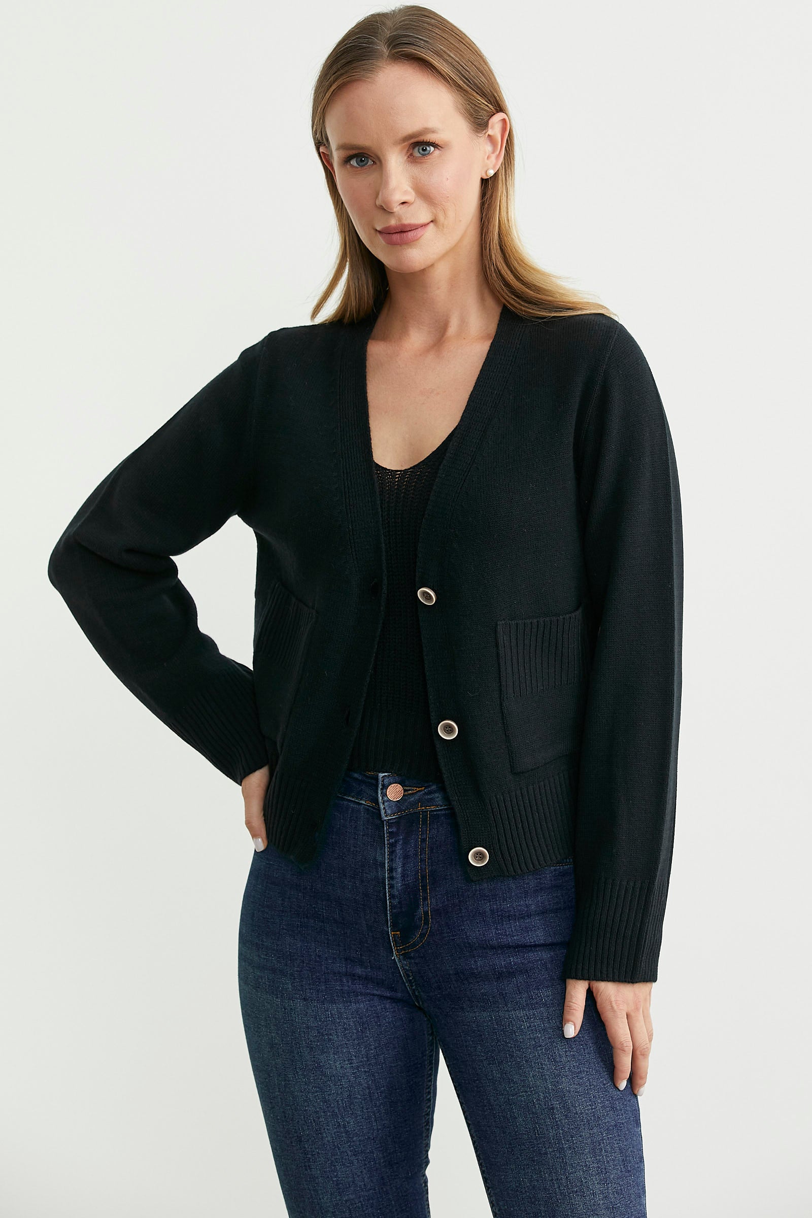 Knitted Cardigan Crop Two-Piece Set - Black – SEMENTA