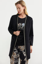 Triko Şeritli Büyük Beden Ceket - Siyah (2) Sementa