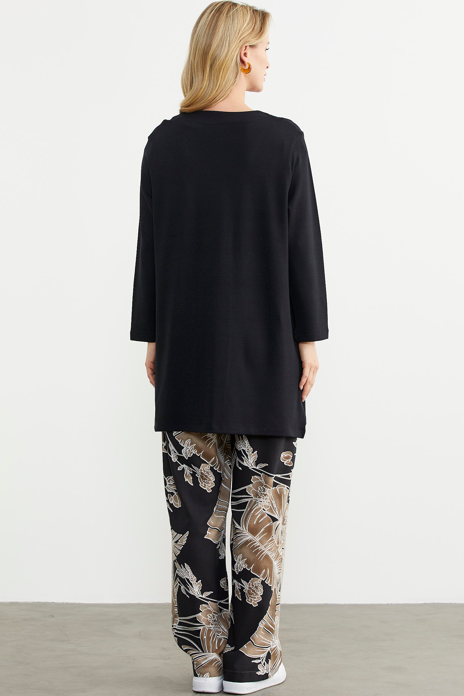 Triko Şeritli Büyük Beden Ceket - Siyah (5) Sementa