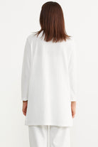 Triko Şeritli Büyük Beden Krep Ceket - Ekru (6) Sementa