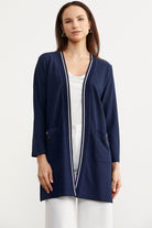 Triko Şeritli Büyük Beden Krep Ceket - Lacivert (2) Sementa