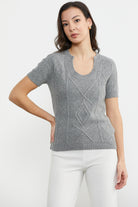 U Yaka Yünlü Triko Kazak - Gri (2) Sementa