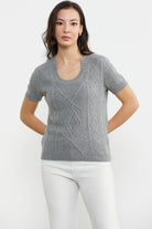 U Yaka Yünlü Triko Kazak - Gri (3) Sementa