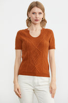 U Yaka Yünlü Triko Kazak - Kiremit (1) Sementa