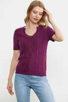 U Yaka Yünlü Triko Kazak - Mor (2) Sementa