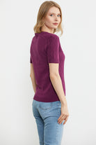 U Yaka Yünlü Triko Kazak - Mor (4) Sementa