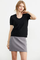 U Yaka Yünlü Triko Kazak - Siyah (2) Sementa