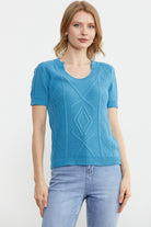 U Yaka Yünlü Triko Kazak - Turkuaz (1) Sementa