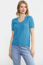 U Yaka Yünlü Triko Kazak - Turkuaz (2) Sementa