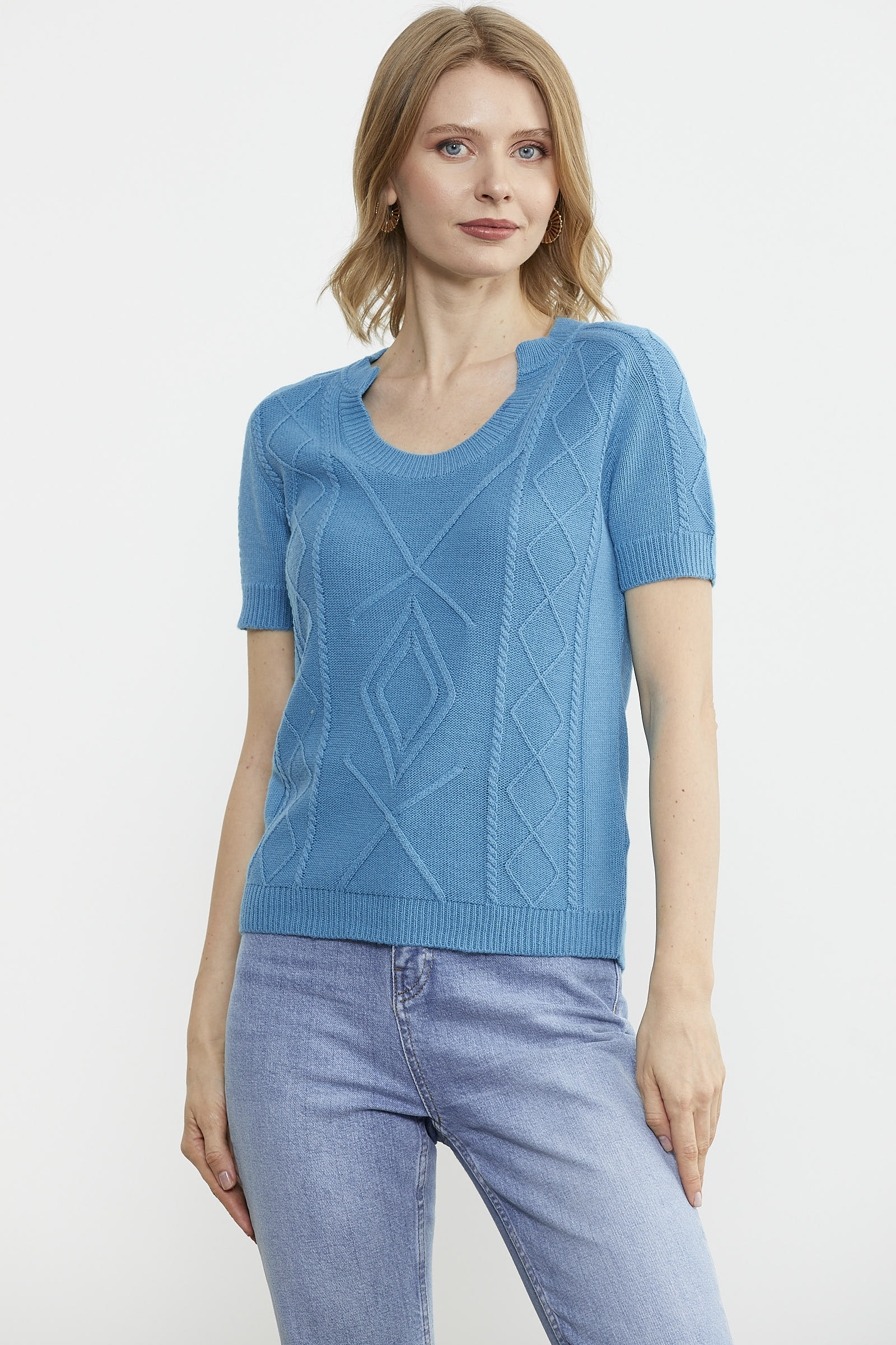 U Yaka Yünlü Triko Kazak - Turkuaz (2) Sementa