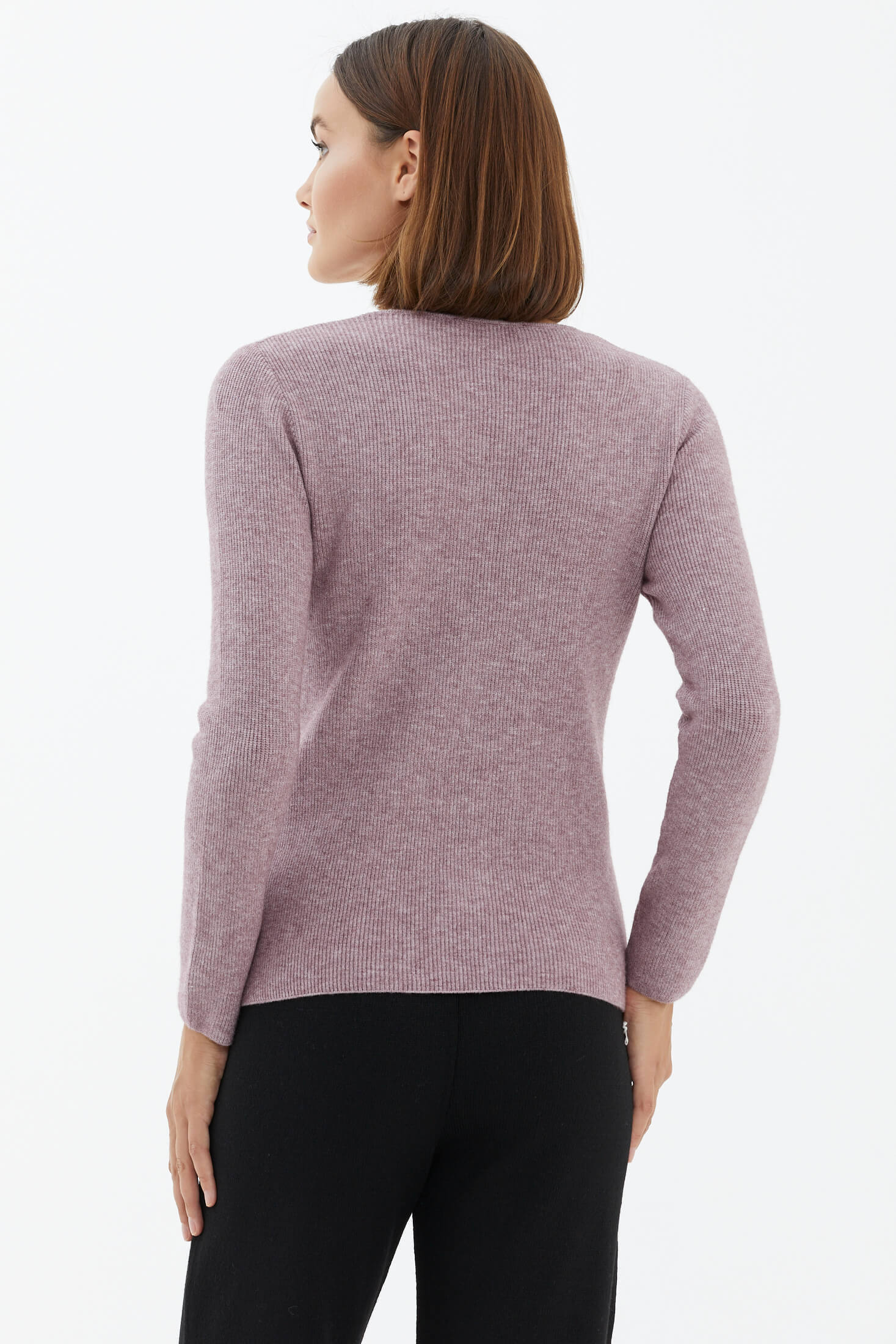 V Yaka Basic Triko Kazak - Gül (4) Sementa