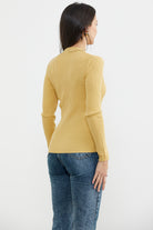 V Yaka Derbili Basic Triko Kazak - Sarı (5) Sementa