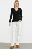 V Yaka Derbili Basic Triko Kazak - Siyah (3) Sementa