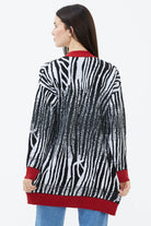 V Yaka Desenli Triko Hırka - Kırmızı (4) Sementa