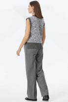 V Yaka Desenli Triko Süveter - Gri (5) Sementa