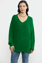 V Yaka Dökümlü Triko Kazak - Benetton Yeşil (1) Sementa