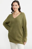 V Yaka Dökümlü Triko Kazak - Çağla Yeşili (4) Sementa