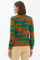 V Yaka Düğmeli Cepli Triko Hırka - Kiremit (5) Sementa