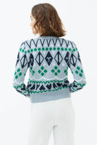 V Yaka Düğmeli Triko Hırka - Mavi (4) Sementa