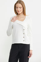 Yaka Detaylı Triko Kazak - Kemik - Sementa