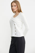 Yaka Detaylı Triko Kazak - Kemik - Sementa