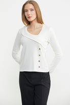 Yaka Detaylı Triko Kazak - Kemik - Sementa