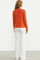 Yaka Detaylı Triko Kazak - Oranj - Sementa