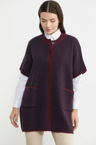 Yarasa Kısa Kol Yünlü Triko Ceket - Bordo - Sementa