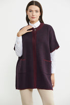 Yarasa Kısa Kol Yünlü Triko Ceket - Bordo - Sementa