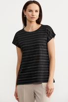 Yarasa Kol Çizgi Geçişli Tişört - Siyah (1) Sementa