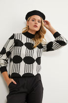 Yarım Balıkçı Çift Renk Triko Kazak - Siyah (6) Sementa