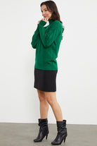 Yarım Balıkçı Desenli Basic Triko Kazak - Koyu Yeşil (5) Sementa