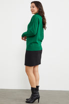 Yarım Balıkçı Desenli Basic Triko Kazak - Koyu Yeşil (6) Sementa