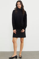 Yarım Balıkçı Desenli Basic Triko Kazak - Siyah (3) Sementa