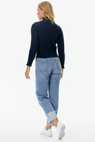 Yarım Balıkçı Düğmeli Derbili Triko Kazak - Lacivert (4) Sementa