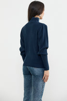 Yarım Balıkçı Kol Detaylı Triko Kazak - Lacivert (5) Sementa