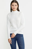 Yarım Balıkçı Motifli Triko Kazak - Kemik - Sementa