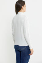 Yarım Balıkçı Motifli Triko Kazak - Kemik - Sementa