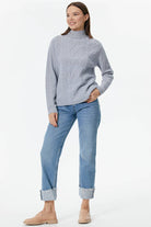 Yarım Balıkçı Saç Örgülü Triko Kazak - Mavi (3) Sementa