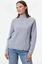 Yarım Balıkçı Saç Örgülü Triko Kazak - Mavi (4) Sementa